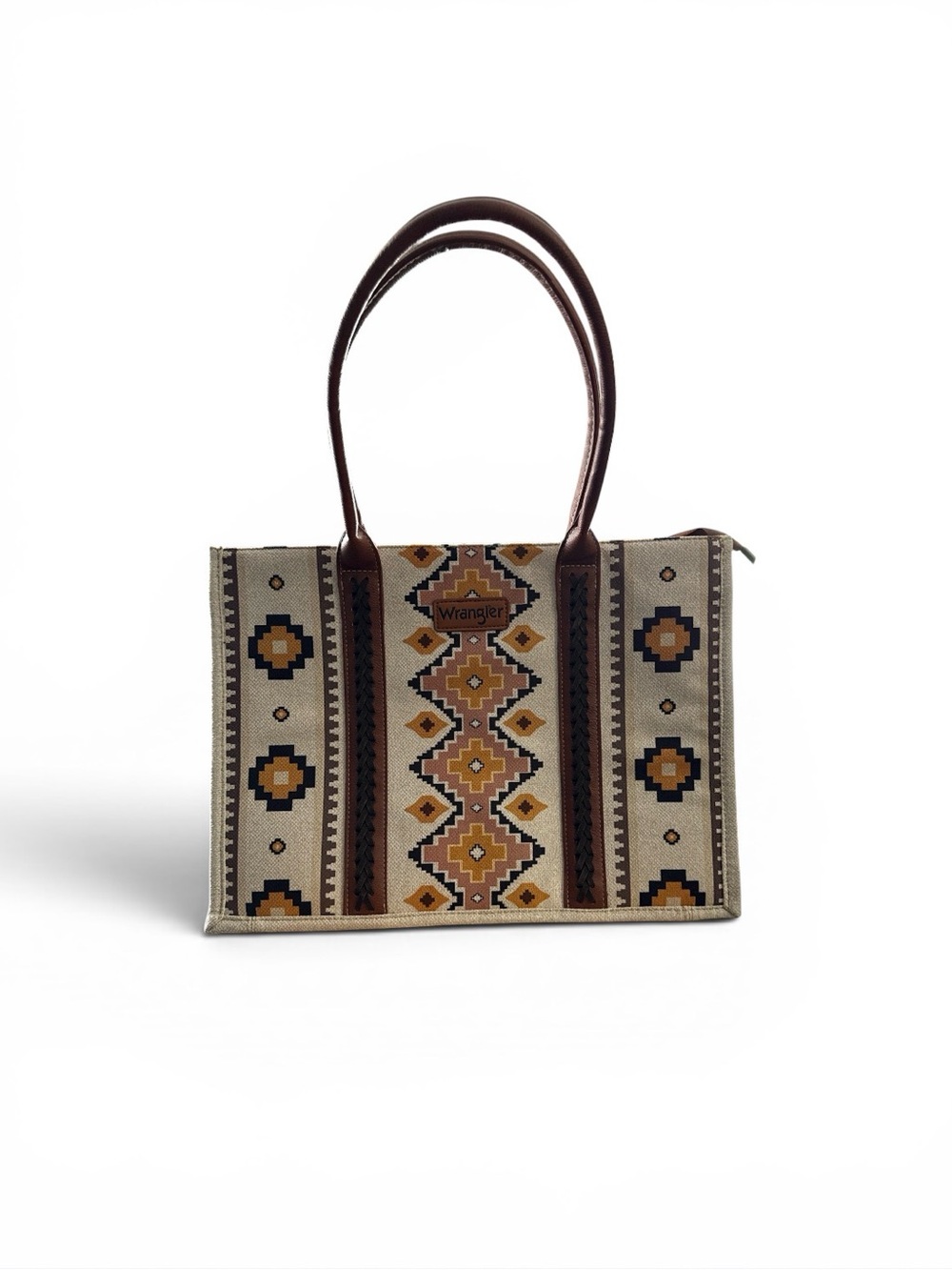 WRANGLER SOUTHWESTERN AZTEC PRINT CANVAS WIDE TOTE